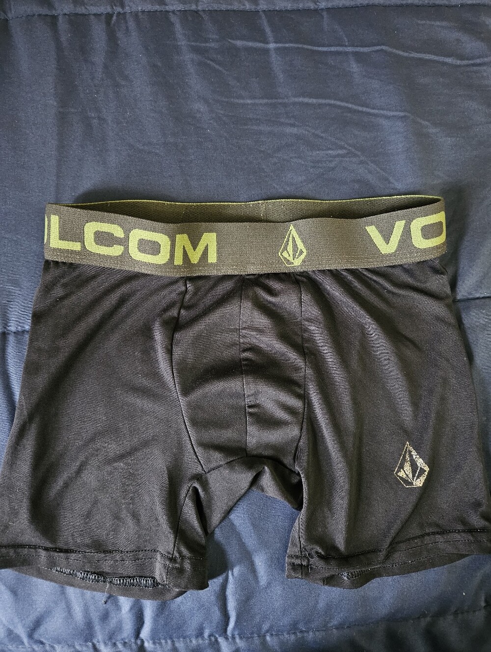 1 Volcom Black Boxer Briefs with Olive Logo Waistband